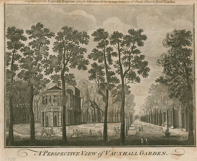 A londoni Vauxhall Garden perspektivikus képe alkotó: English School