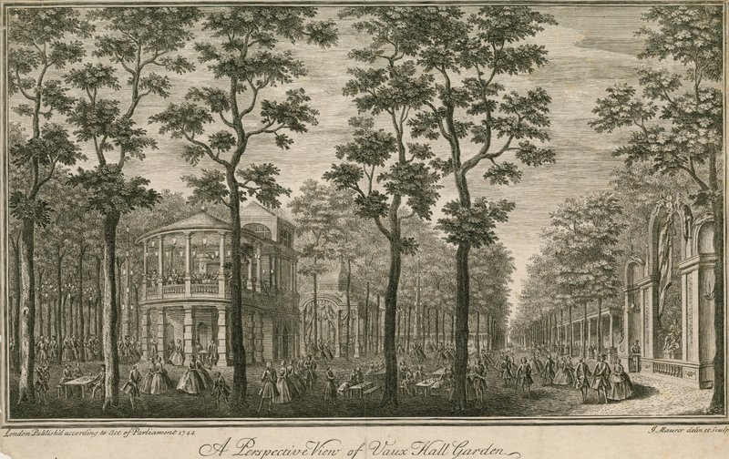 A londoni Vauxhall Gardens perspektivikus képe alkotó: English School