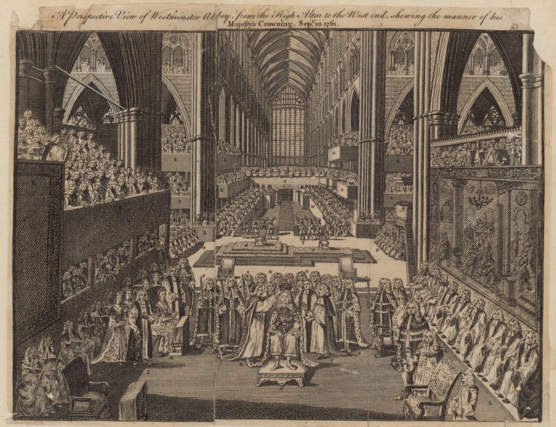 A Westminster Abbey perspektivikus képe a főoltárról a nyugati végén alkotó: English School