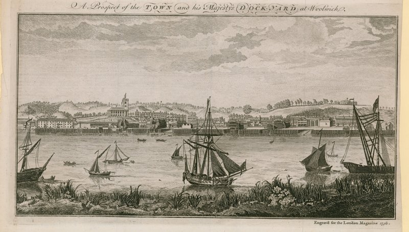 A város és a HIs Majestys woolwichi hajógyár kilátása alkotó: English School