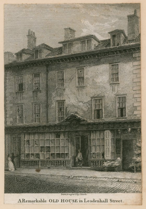 Egy figyelemre méltó régi ház a Leadenhall Streeten, Londonban alkotó: English School
