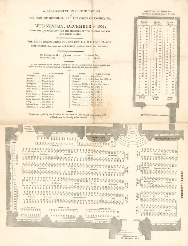 A londoni Guildhall asztalainak ábrázolása 1852. december 8-án alkotó: English School