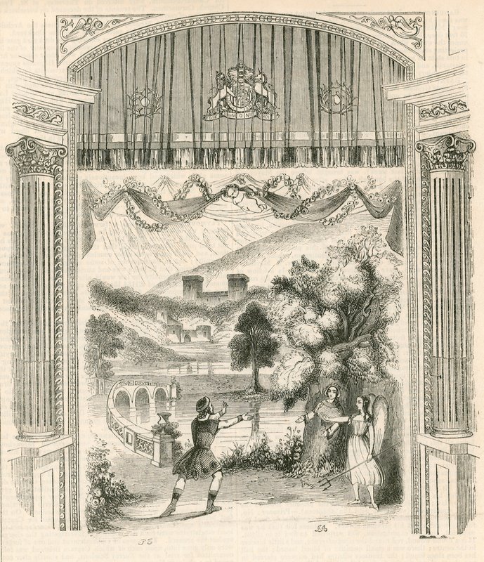 Jelenet az Arthur király című darabból, a londoni Drury Lane Theatre-ben alkotó: English School