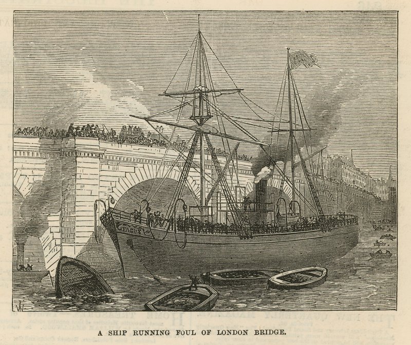 Egy hajó a London Bridge ellen fut alkotó: English School