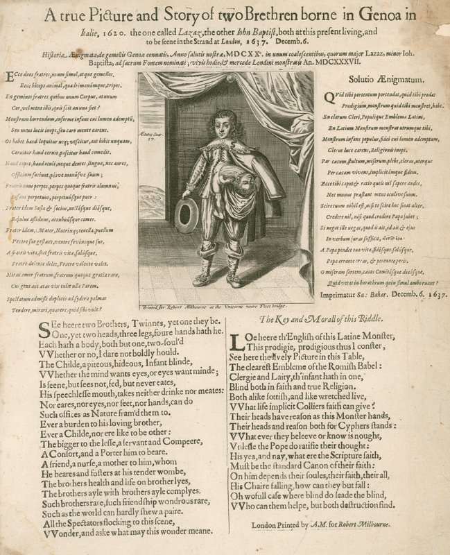 Igaz kép és történet két testvérről, akik Genovában születtek Olaszországban, 1620-ban alkotó: English School