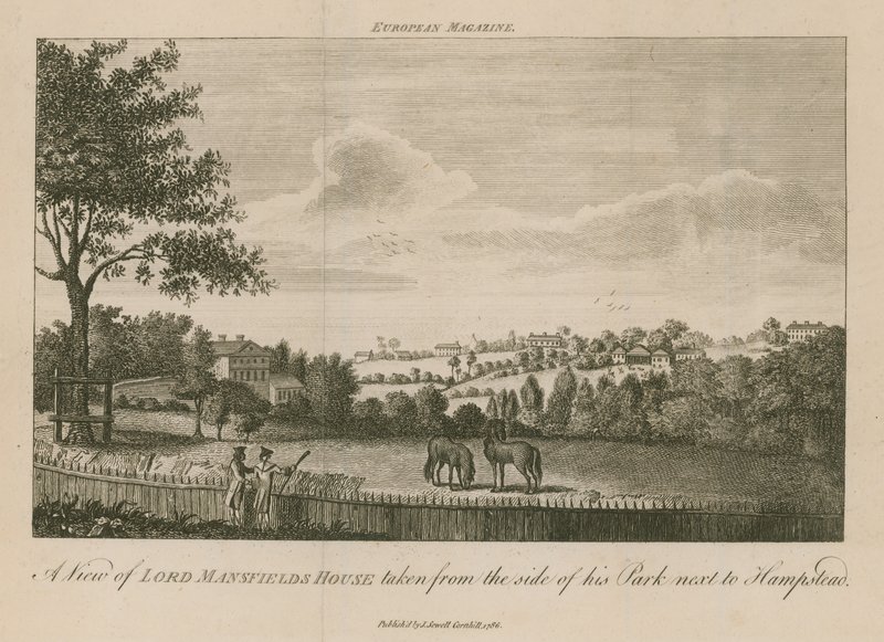 Lord Mansfields House kilátása a Hampstead melletti park oldaláról alkotó: English School