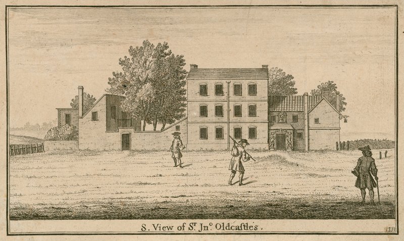 Kilátás Sir John Oldcastle Tavernára és kertjére, Cold Bath Fieldsben alkotó: English School
