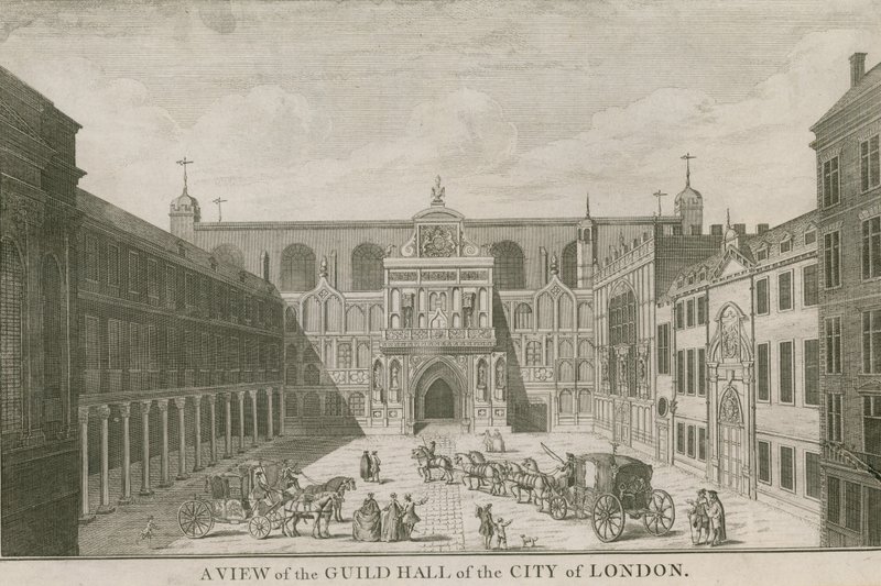 Kilátás a City of London Guildhalljára alkotó: English School