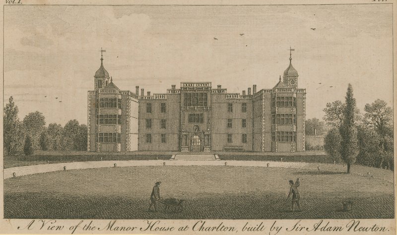 Kilátás a charltoni kastélyra, amelyet Sir Adam Newton épített alkotó: English School