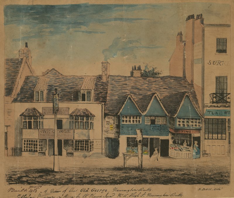 Kilátás az Old George-ra, Newington Butts, London alkotó: English School