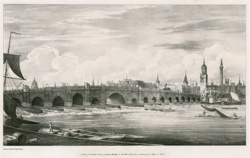 Kilátás a London Bridge keleti oldalára 1827-ben alkotó: English School