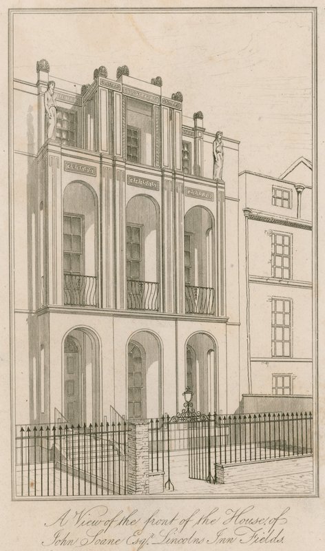 Kilátás John Soane Esq házának elejére, Lincolns Inn Fields, London alkotó: English School