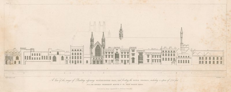 Kilátás a Westminster Hall melletti és a Temze folyó előtt álló épületre alkotó: English School