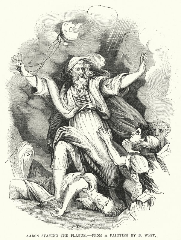 Aaron marad a pestisben, B West festményéről (metszet) alkotó: English School