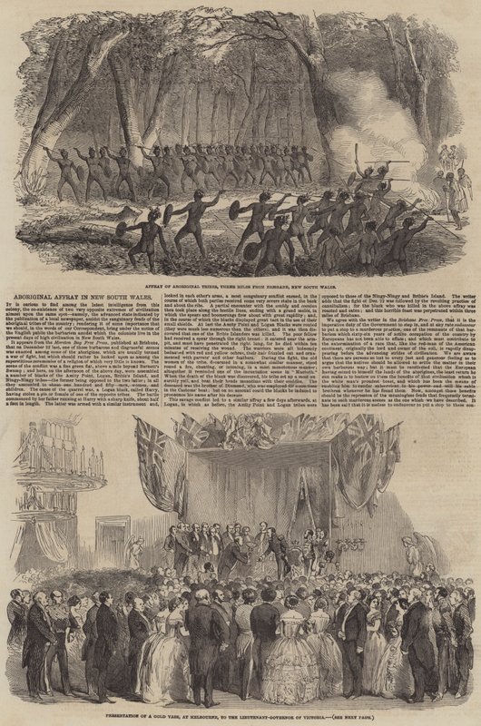 Aboriginal Affray Új-Dél-Walesben (metszet) alkotó: English School