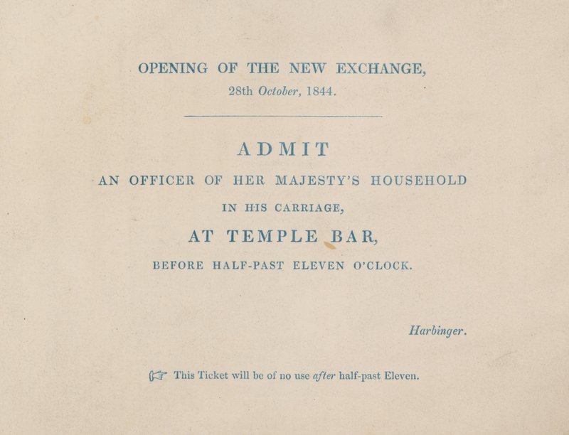 Belépőjegy az új londoni királyi tőzsde megnyitójára, 1844. október 29-én alkotó: English School