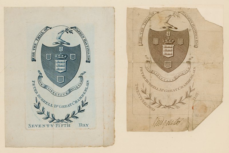 Belépőjegyek Warren Hastings tárgyalására alkotó: English School