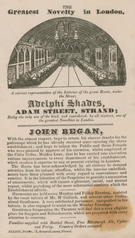Az Adelphi Shades, Adam Street, Strand hirdetése alkotó: English School