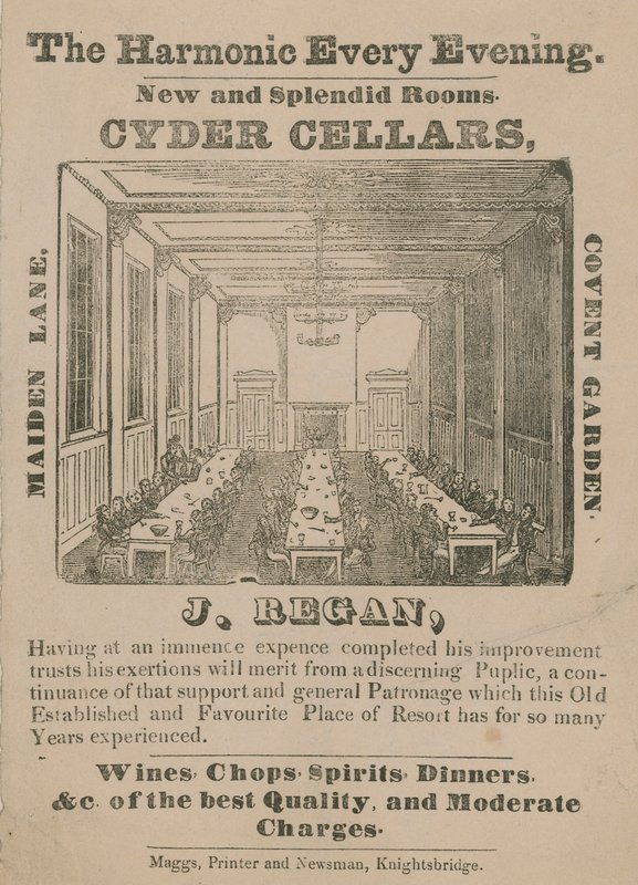 Cyder Cellars, Maiden Lane, Covent Garden hirdetése alkotó: English School