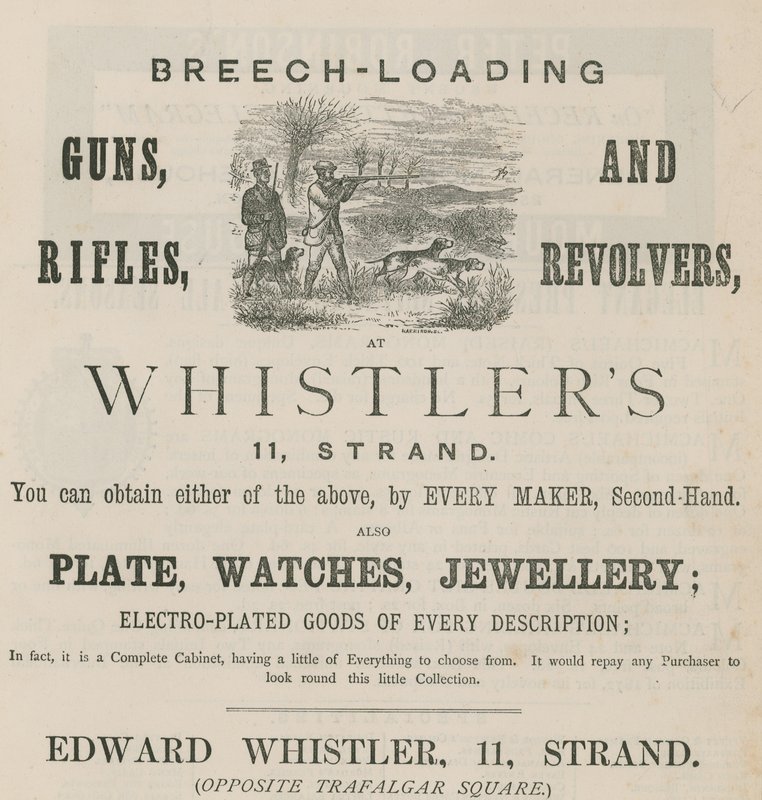 Edward Whistler hirdetése, 11 Strand, London alkotó: English School