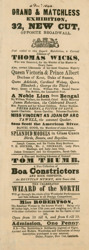 Fergusons Grand and Oriental Promenade and Exhibition hirdetése, 32 New Cut, Lambeth, London alkotó: English School