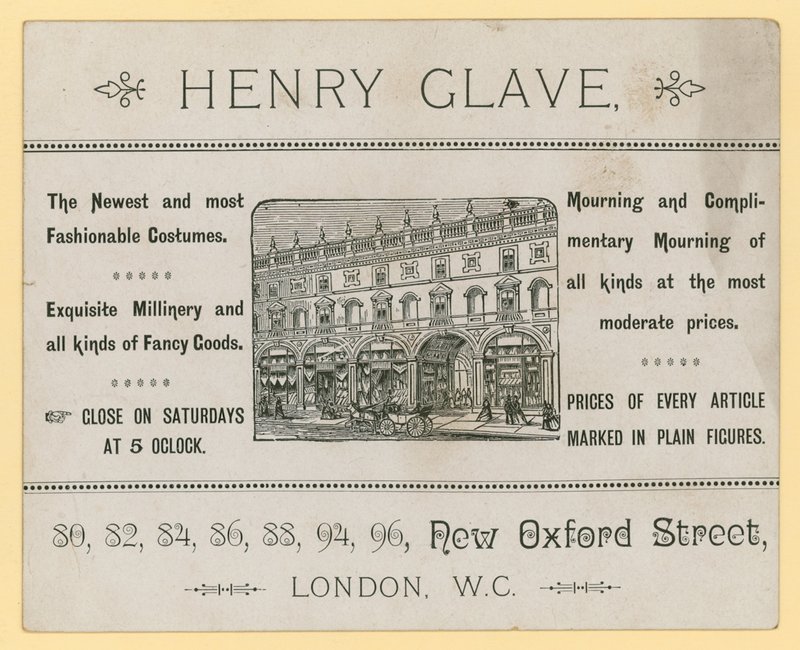 Henry Glave hirdetése, New Oxford Street, London alkotó: English School