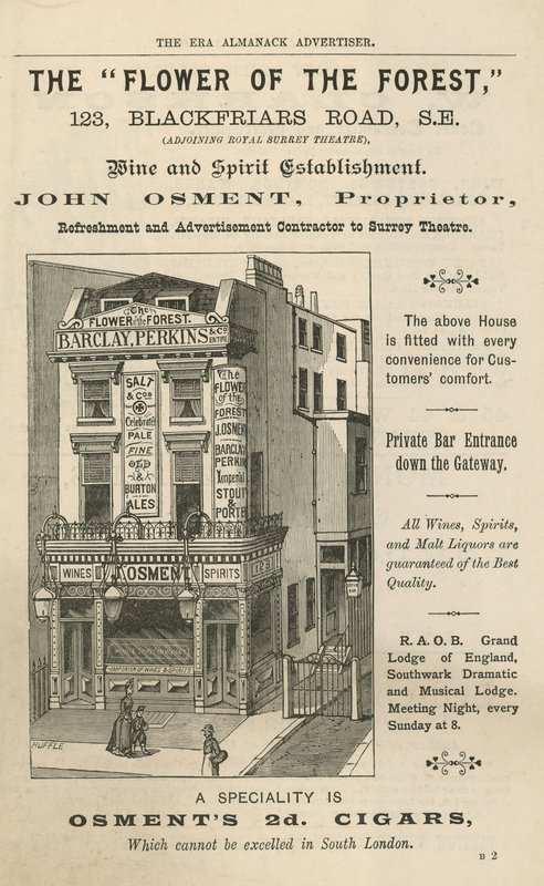 Az Erdő Virága hirdetése, 123 Blackfriars Road, London alkotó: English School