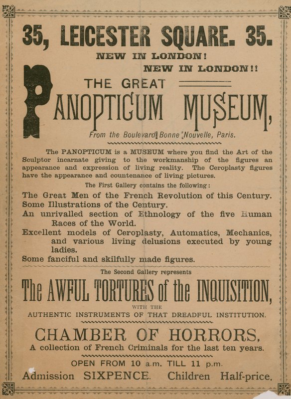 A Great Panopticum Múzeum hirdetése, Leicester Square 35, London, 1854 alkotó: English School