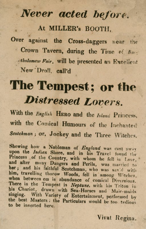 A vihar hirdetése; vagy a The Distressed Lovers, előadva a Millers Boothban, a Cross Daggersben, a Crown Tavern közelében alkotó: English School