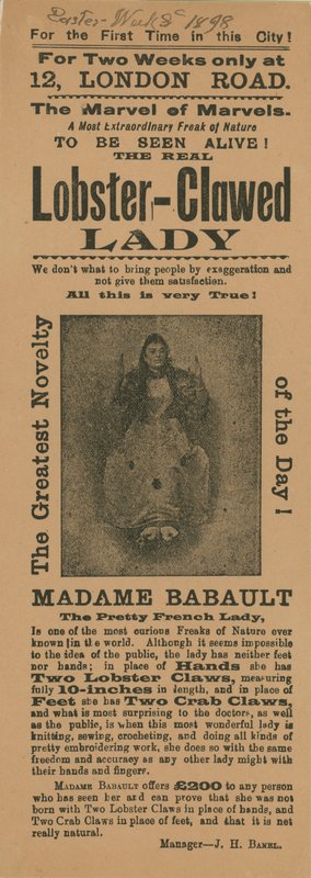 Madame Babault, a homárkarmos hölgy megjelenésének hirdetése alkotó: English School