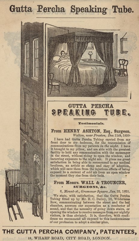 A Gutta Percha beszédcső hirdetése alkotó: English School