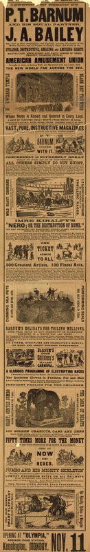 Reklám a P T Barnum és a J A Baileys show megjelenéséhez az Olimpiában alkotó: English School