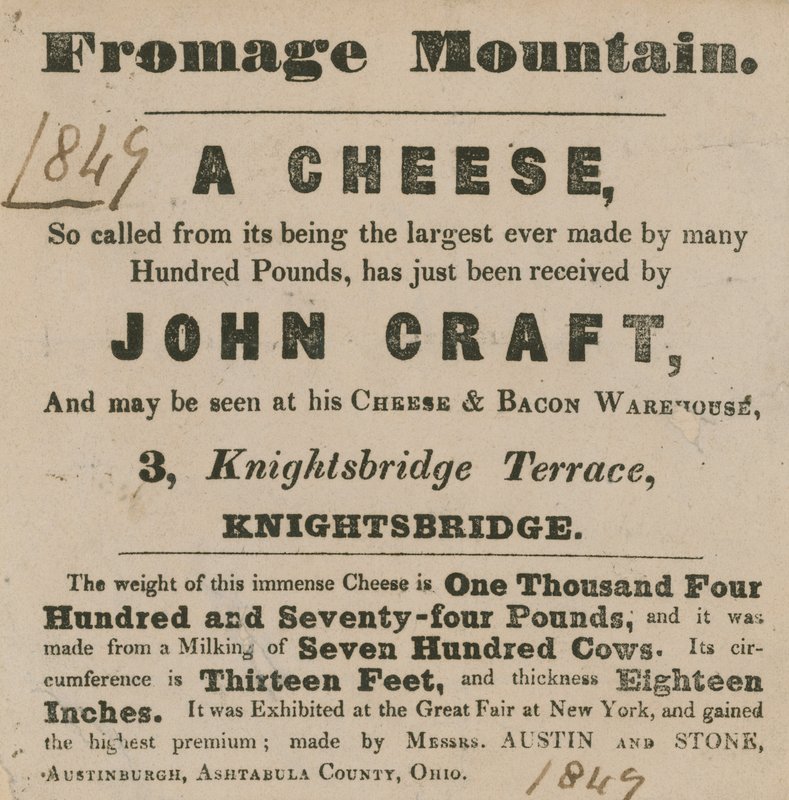 A Fromage Mountain néven ismert sajt kiállításának hirdetése alkotó: English School