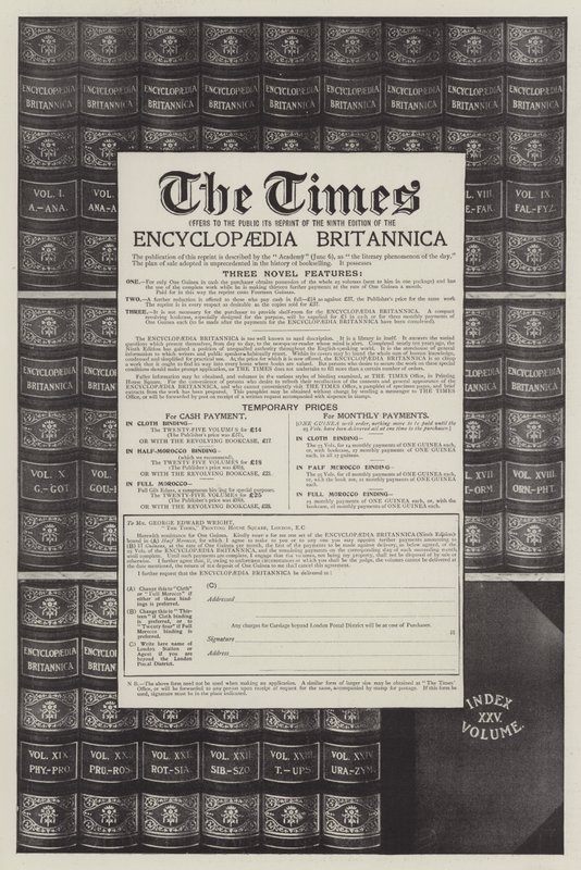 Reklám, Encyclopaedia Britannica (metszet) alkotó: English School