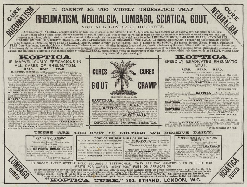 Reklám, Koptica Cure (metszet) alkotó: English School