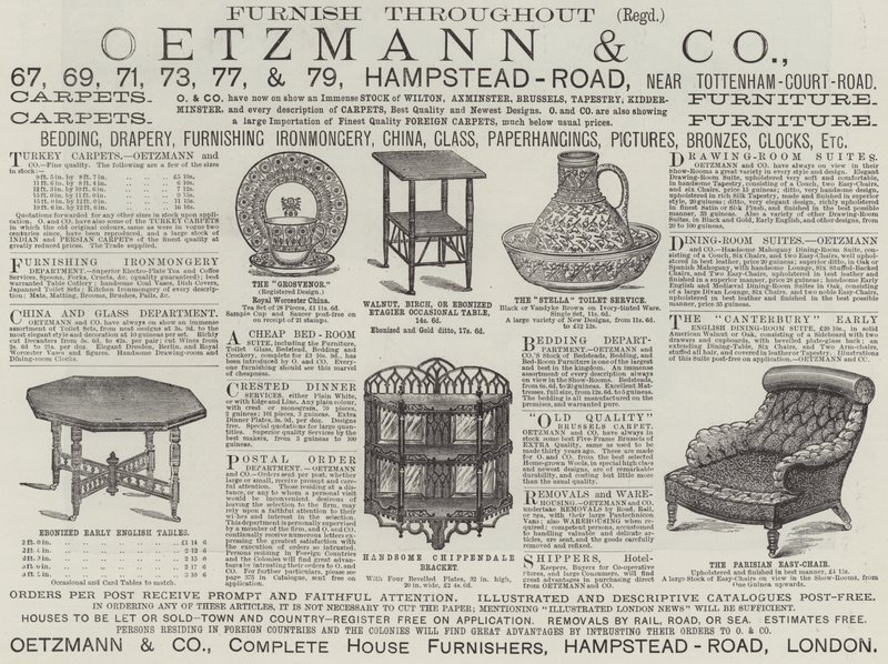 Reklám, Oetzmann és Társaság (metszet) alkotó: English School