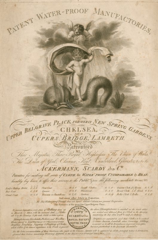 Az Ackermann, Stardy & Co., Szabadalmazott Vízálló Manufaktúrák hirdetése alkotó: English School