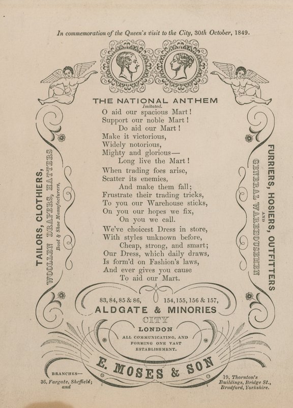 E Moses & Son reklámja alkotó: English School