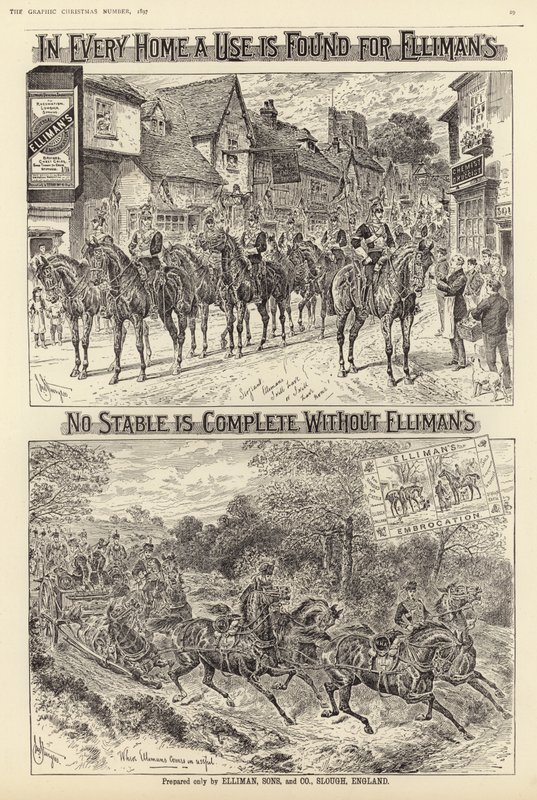 Az Ellimans Embrocation reklámja alkotó: English School