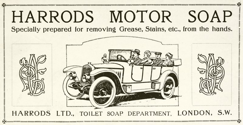 Harrods motorszappan (litho) reklámja alkotó: English School