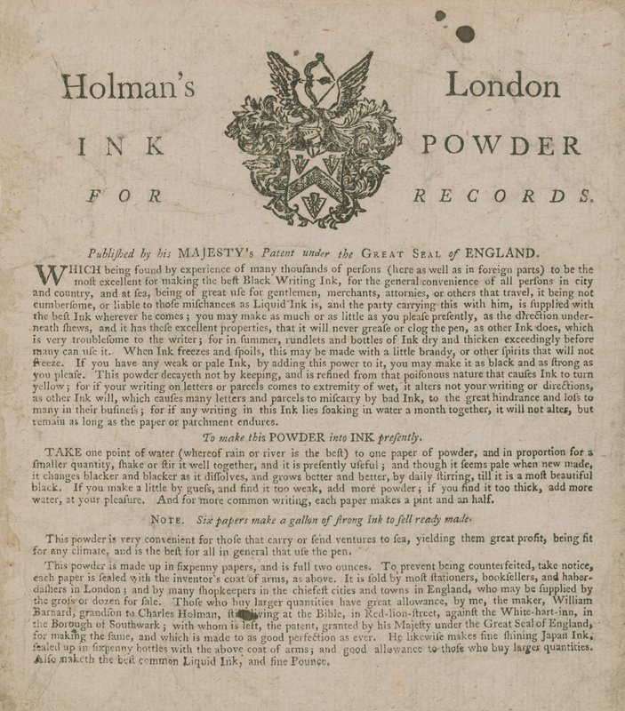 A Holmans London Ink Powder for Records reklámja alkotó: English School