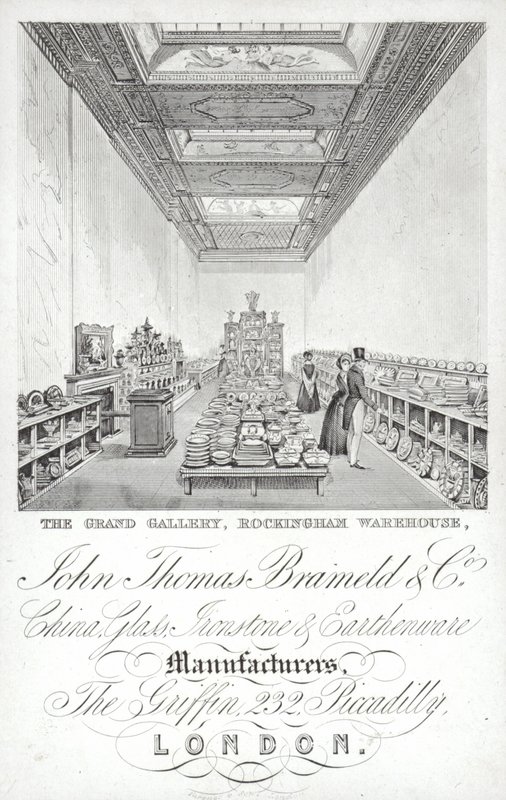 John Thomas Brameld and Co reklámja, porcelán, üveg-, vaskő- és cserépgyártók, London alkotó: English School