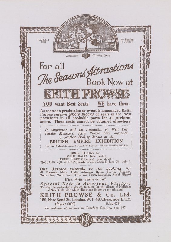 Keith Prowse reklámja alkotó: English School