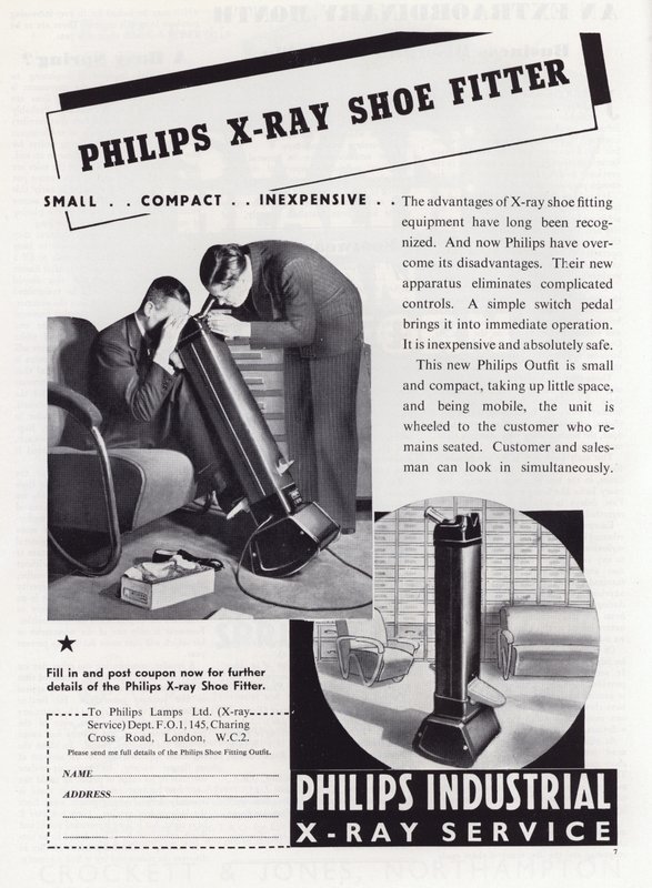 Philips X-Ray Shoe Fitter reklámja, 1930-as évek alkotó: English School