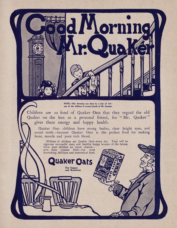 Quaker Oats reggeli gabonapelyhek (litho) hirdetése alkotó: English School