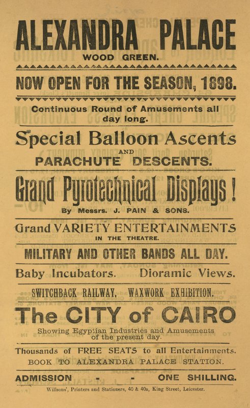 Az Alexandra Palace 1898-as évadának reklámja alkotó: English School