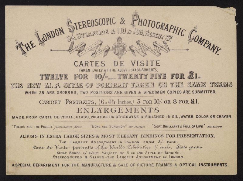 A London Stereoscopic and Photography Company reklámja alkotó: English School