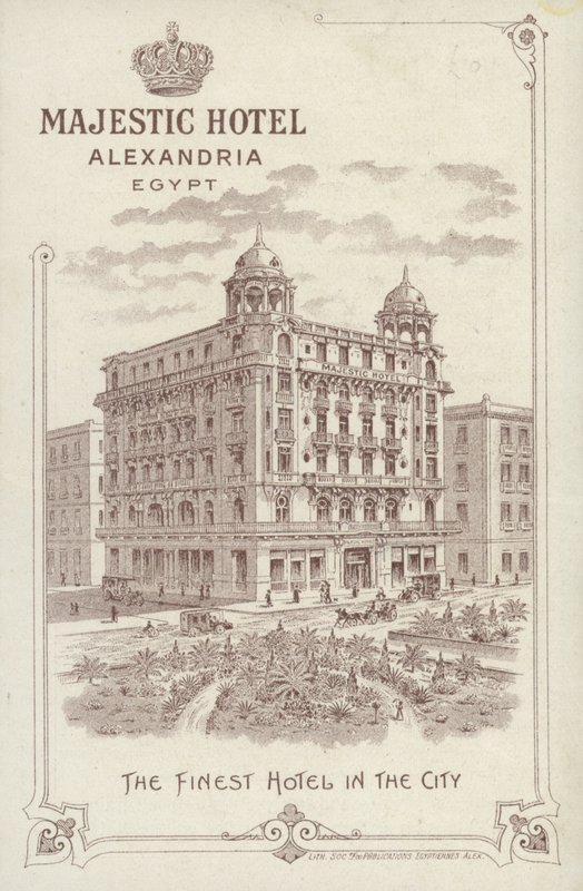 A Majestic Hotel hirdetése, Alexandria, Egyiptom alkotó: English School