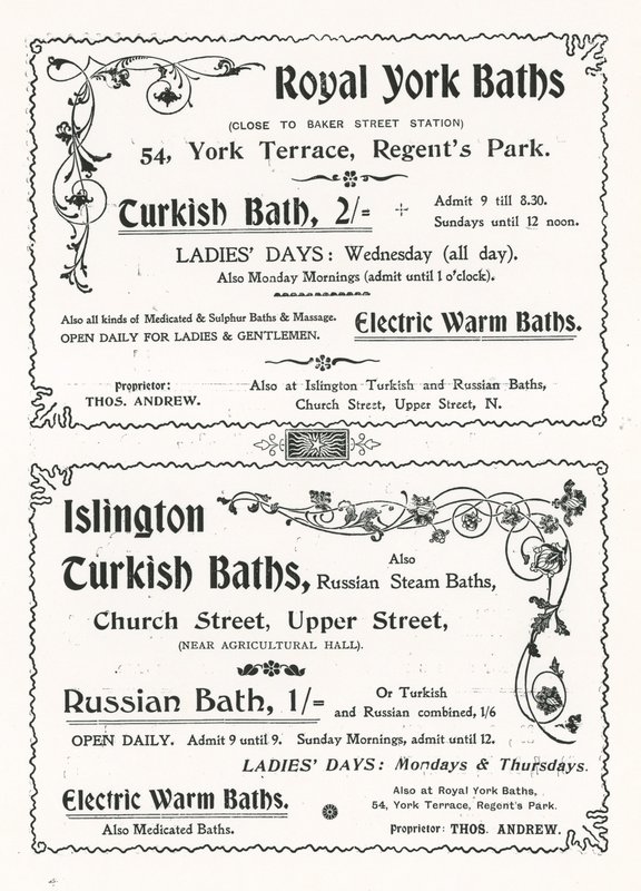 A Royal York Baths reklámja alkotó: English School