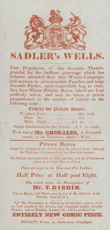 A Sadlers Wells Színház reklámja alkotó: English School